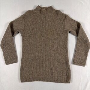 Agnes B Sweater Mock Neck Ribbed Knit Marled Brown Mens Medium Vintage Style